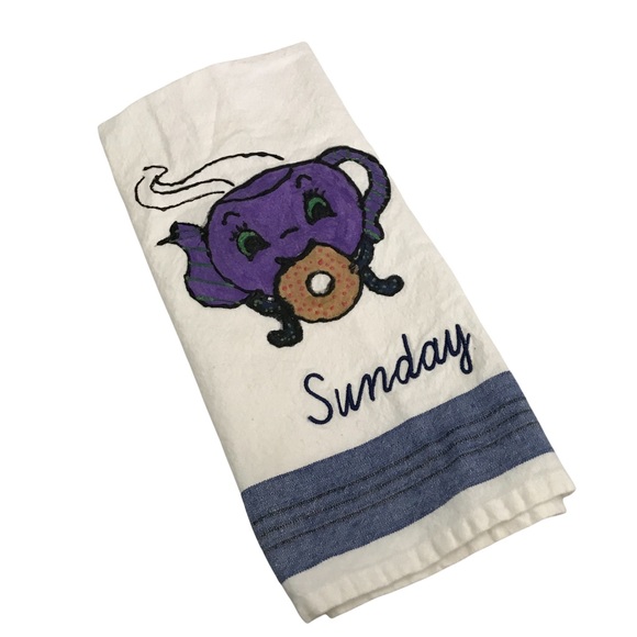 VINTAGE Flour Sack Dishtowels Saturday Sunday Embroidery - Picture 6 of 9